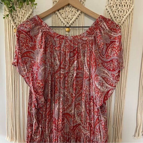OLD NAVY Women’s Waist Defined Printed Tiered Maxi Dress Red Paisley XXL - Picture 8 of 11